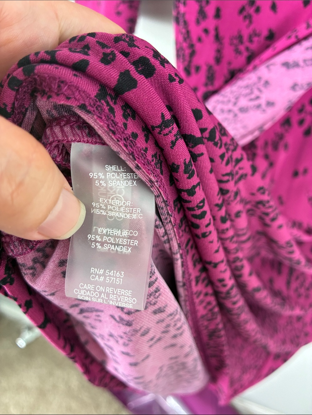 Calvin Klein Fuchsia Twist-Front Long Sleeve Dress Sz 2 Animal Print - Picture 5 of 6